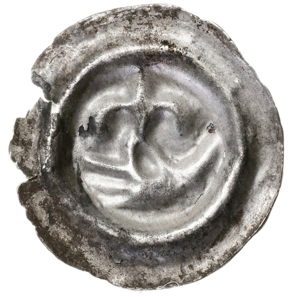 Brakteat, XIII w.; Dłoń w lewo, trzymająca lilię