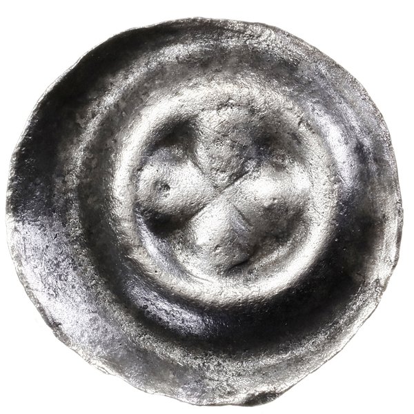Brakteat, XIII–XIV w.; Czteropłatkowa rozeta, pł