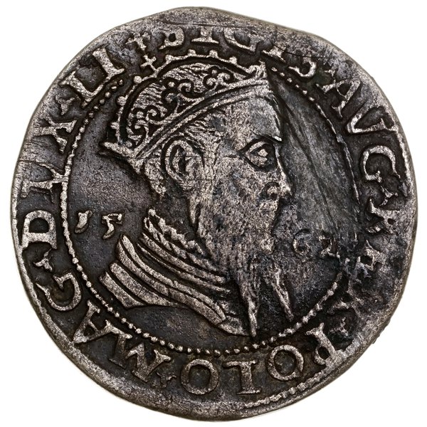 Trojak, 1562, mennica Wilno; moneta z popiersiem