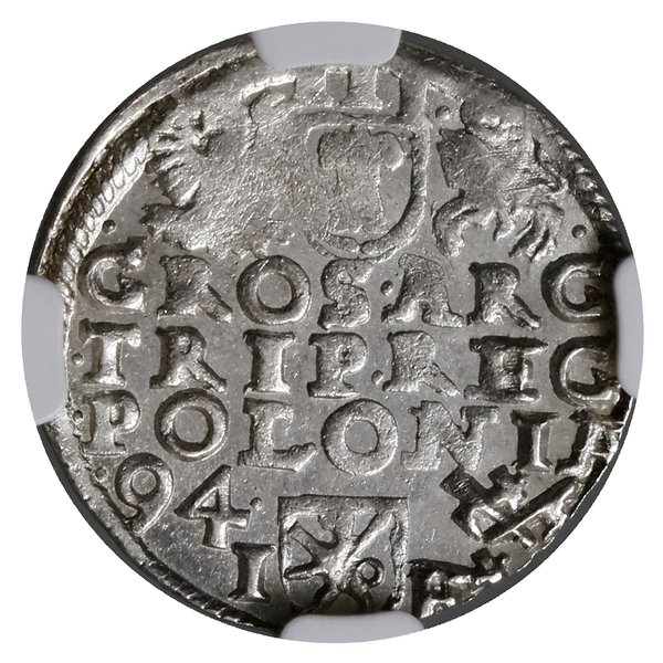 Trojak, 1594, mennica Poznań; wydłużona twarz kr