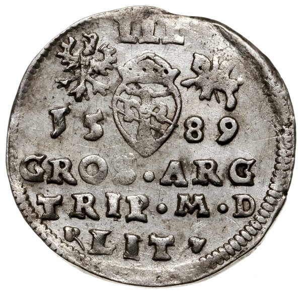 Trojak, 1589, mennica Wilno; odmiana z herbem Ko