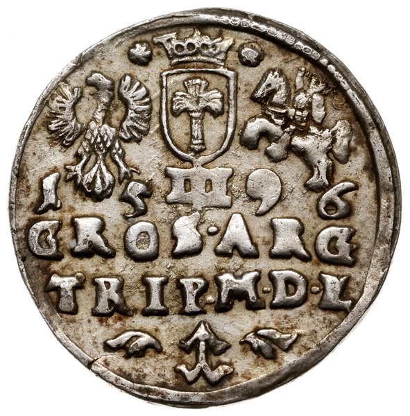 Trojak, 1596, mennica Wilno; mała głowa króla, n
