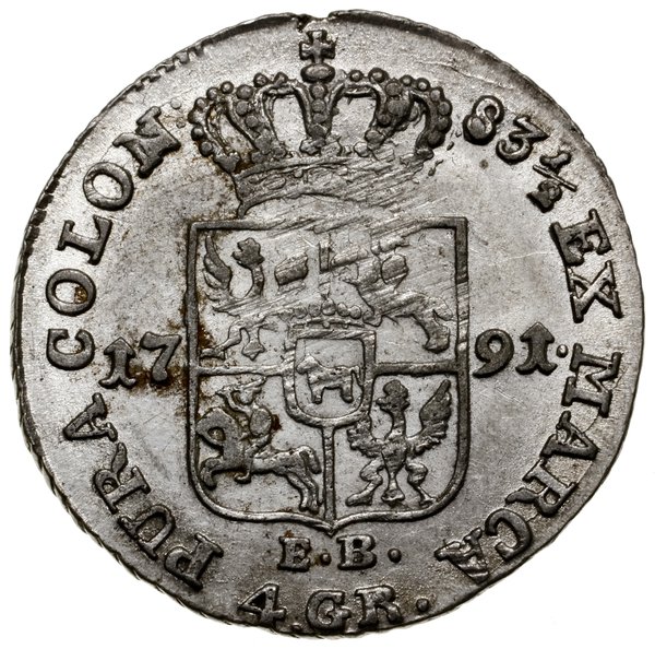 Złotówka (4 grosze), 1791 EB, mennica Warszawa