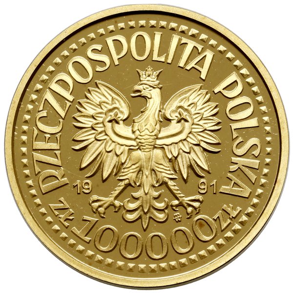 100.000 złotych, 1991, Warszawa; popiersie Jana 
