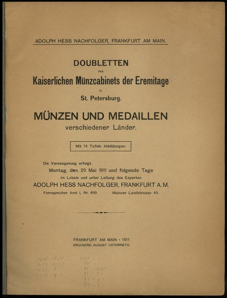 Adolph Hess Nachfolger, Doubletten des Kaiserlic