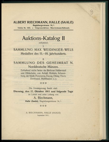 Albert Riechmann, Auktions-Katalog II enthaltend