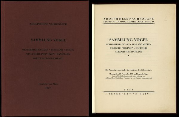 Adolf Hess Nachfolger, Sammlung Vogel. Oesterrei