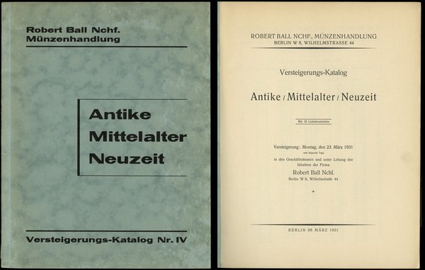 Robert Ball Nachf., Versteigerungs-Katalog Antike / Mittelalter / Neuzeit