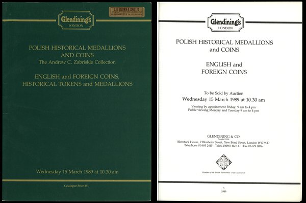 Glendining’s, Polish Historical Medallions and Coins, The Andrew C. Zabriskie Collection, English and Foreign  Coins, Historical Tokens and Medallions