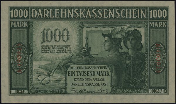 1.000 marek, 4.04.1918, Kowno; seria A, numeracj