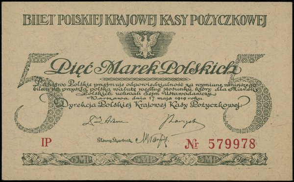 5 marek polskich, 17.05.1919; seria IP, numeracj