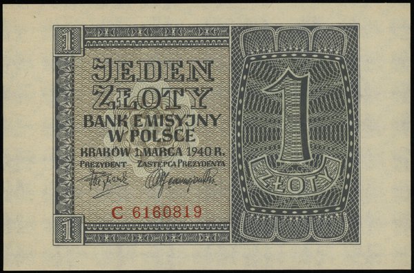 1 złoty, 1.03.1940