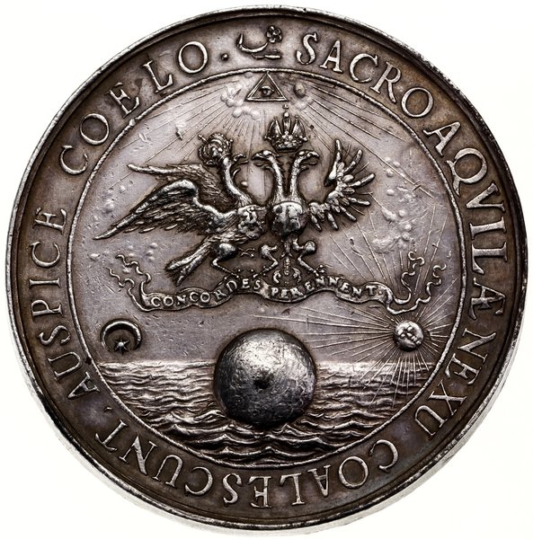 Medal na pamiątkę przymierza Polski i Austrii przeciwko Turkom Ottomańskim, 1670, autorstwa  Jana Höhna młodszego, Gdańsk lub Bydgoszcz