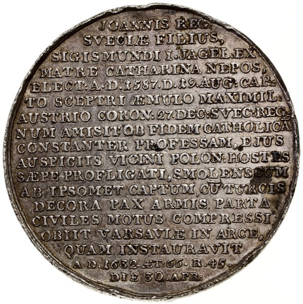 Medal z serii królewskiej – Zygmunt III Waza, ok. 1792–1795, autorstwa Jana Jakuba Reichla, Warszawa