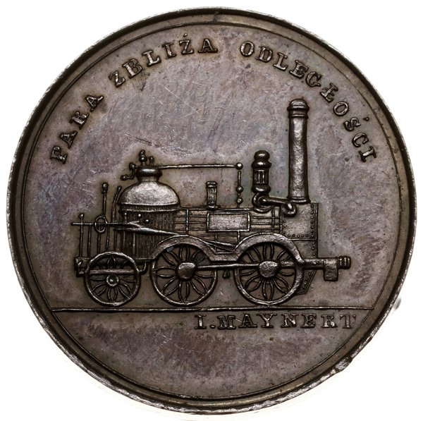 Medal na pamiątkę otwarcia połączenia kolejowego między Warszawą a Wiedniem, 1845, projektu  Józefa Majnerta, Warszawa