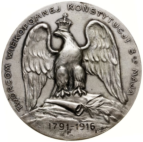 Medal na pamiątkę 125. rocznicy uchwalenia Konstytucji 3 Maja, 1916, projektu Józefa Chylińskiego,  Warszawa