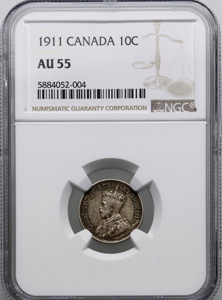 10 centów, 1911, mennica Ottawa; KM 17; moneta w