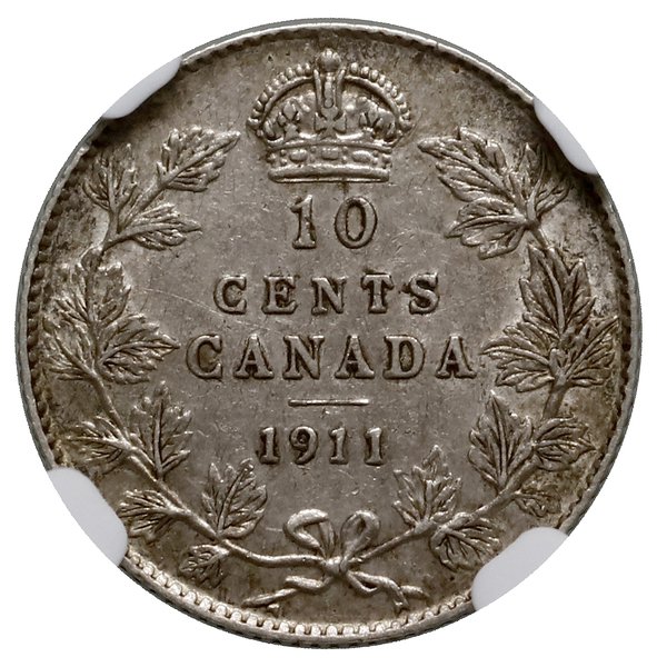 10 centów, 1911, mennica Ottawa; KM 17; moneta w