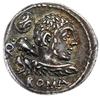 Denar, 100 pne, mennica Rzym; Aw: Popiersie Herkulesa widziane od tyłu, z głową zwróconą w prawo  ..