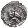 Brakteat, ok. 1277/1278–1287/1288; Krzyż stojący na łuku, z boków dwa półksiężyce skierowane rogam..