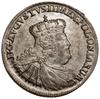 Ort, 1756 EC, mennica Lipsk; mała głowa króla z prostą koroną, krzyżyk globu korony celuje w środe..
