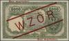 5.000 złotych, 28.02.1919; seria A, numeracja 268021, po obu stronach ukośny nadruk „WZÓR”  oraz d..
