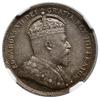 25 centów, 1907, mennica Londyn; KM 11; bardzo ładna moneta w pudełku firmy NGC nr 5884052-003,  z..
