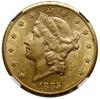 20 dolarów, 1885 CC, mennica Carson City; typ Liberty Head, z motto na rewersie; Fr. 179, KM 74.3;..