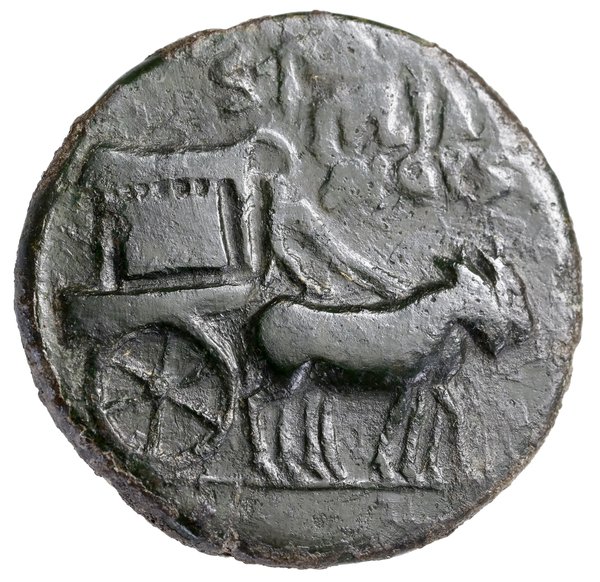 Sestercja, 22–23, Rzym; Aw: Wóz kultowy (carpent
