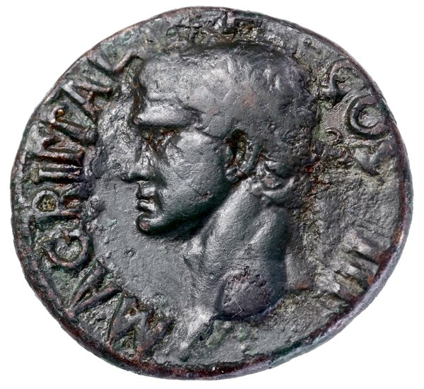 As, 37–41, Rzym; Aw: Głowa Marka Agryppy (dziadk