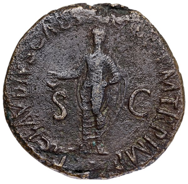 Dupondius, 41–42, Rzym; Aw: Popiersie cesarzowej