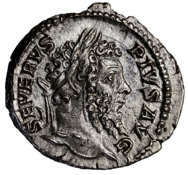 Denar, 202–210, Rzym; Aw: Popiersie cesarza w wi