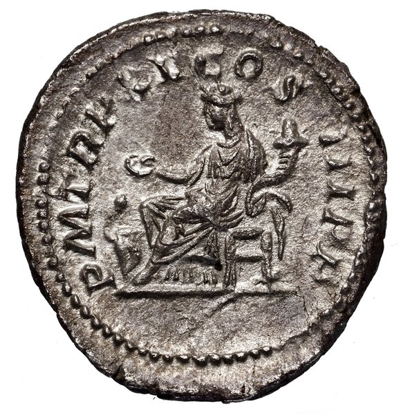 Denar, 212, Rzym; Aw: Głowa cesarza w wieńcu lau