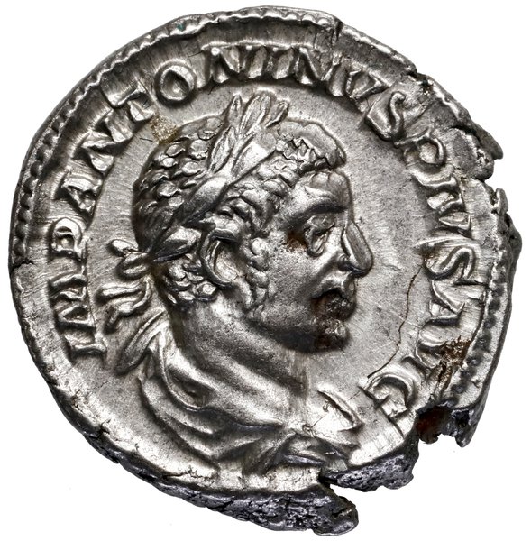 Denar, 221, Rzym; Aw: Popiersie cesarza w wieńcu