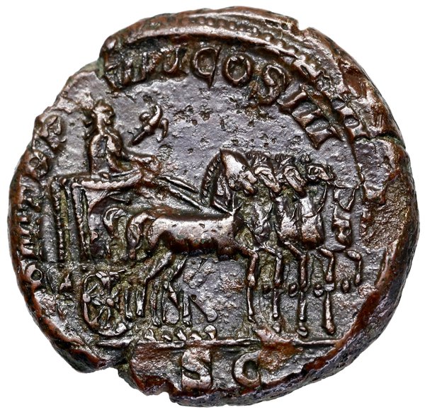 As, 229, Rzym; Aw: Głowa cesarza w wieńcu laurow
