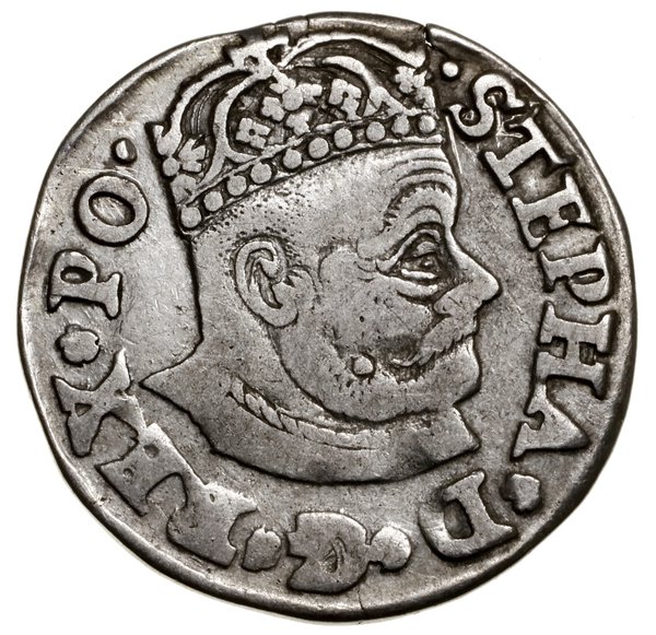Trojak, 1579, Olkusz; Aw: Duża głowa króla, woko