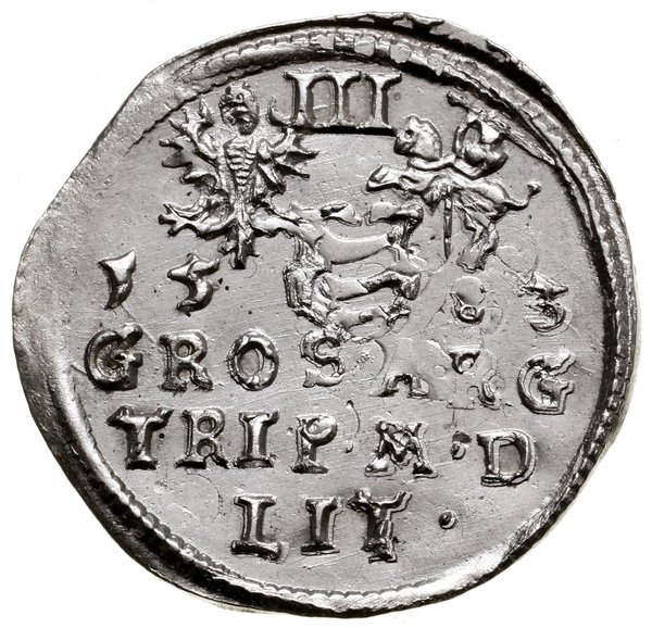 Trojak, 1583, Wilno; na awersie herb Leliwa, koń