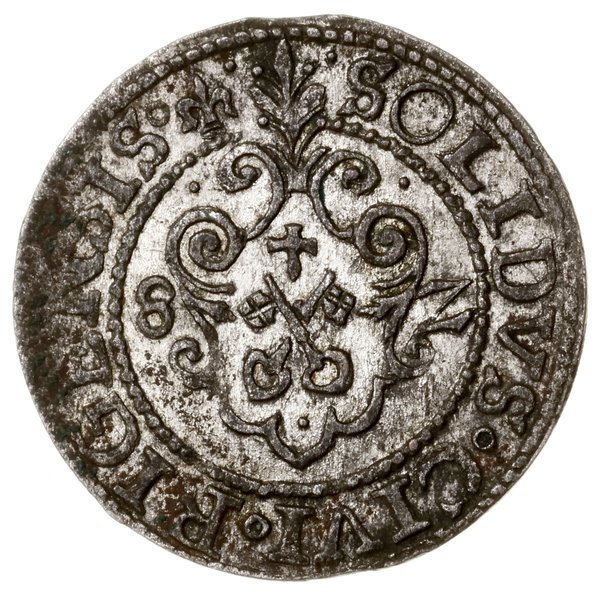 Szeląg, 1582, Ryga; odmiana z napisem STEPH na a