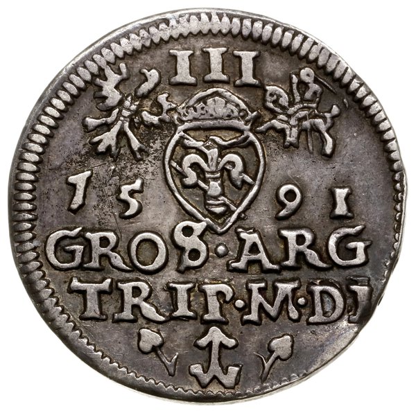 Trojak, 1591, Wilno; typ trojaka z wachlarzowatą