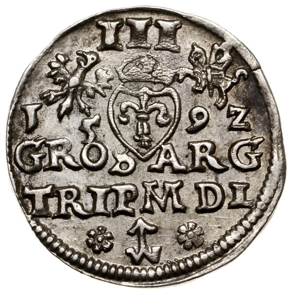 Trojak, 1592, Wilno; na awersie skrócona tytulat