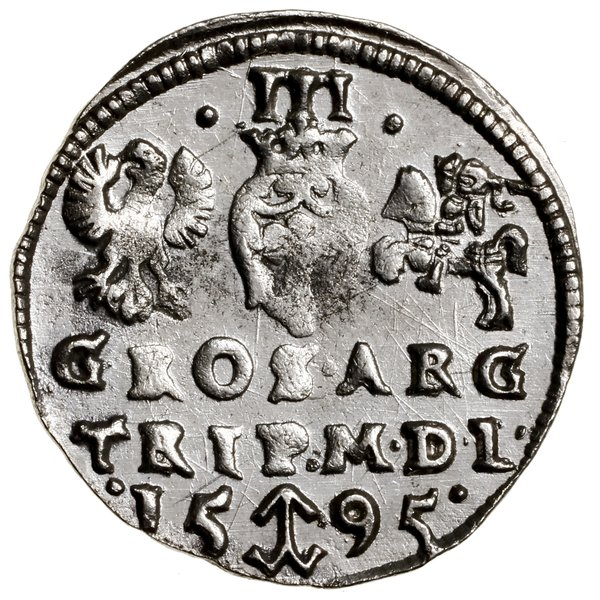 Trojak, 1595, Wilno; u dołu herb Chalecki, kropk