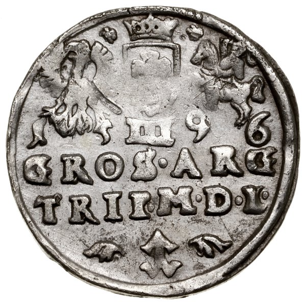 Trojak, 1596, Wilno; mała głowa króla, kryza wła