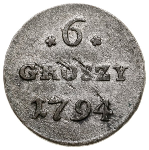 6 groszy miedziane, 1794, Warszawa; ciekawa odmi