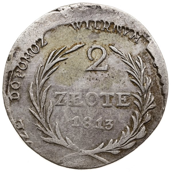 2 złote, 1813, Zamość; odmiana z dłuższymi gałąz