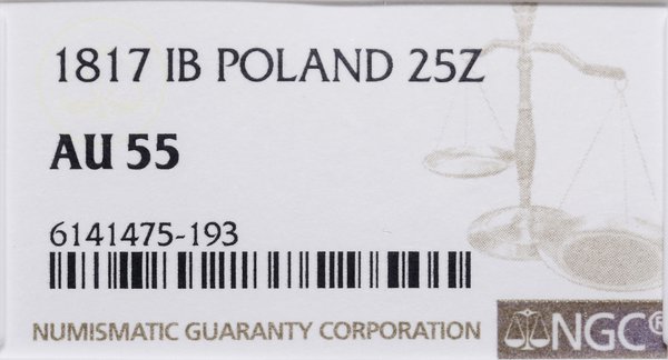 25 złotych, 1817 IB, Warszawa; Aw: Głowa cara w 