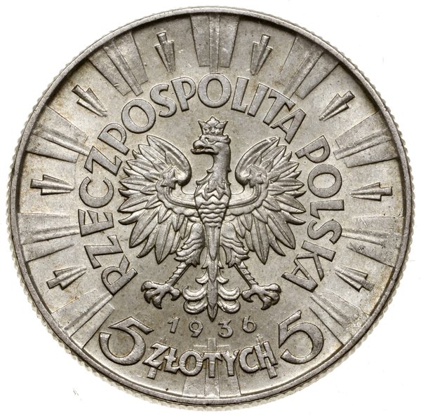 5 złotych. 1936, Warszawa; Józef Piłsudski; Kop.