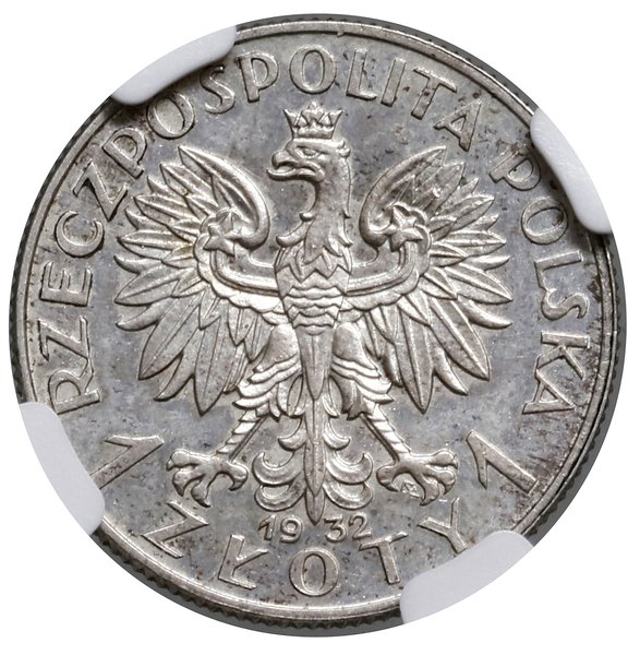 1 złoty, 1932, Warszawa; Głowa kobiety w czepcu 