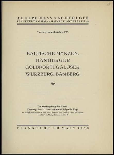 Katalog aukcyjny Adolph Hess Nachfolger „Baltisc