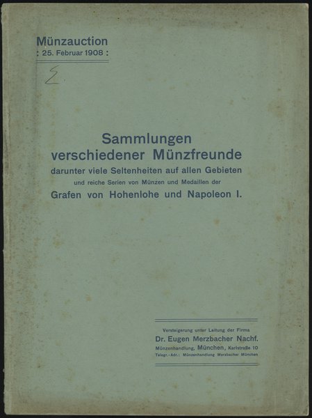 Katalog aukcyjny Dr. Eugen Merzbacher Nachf. „Sa