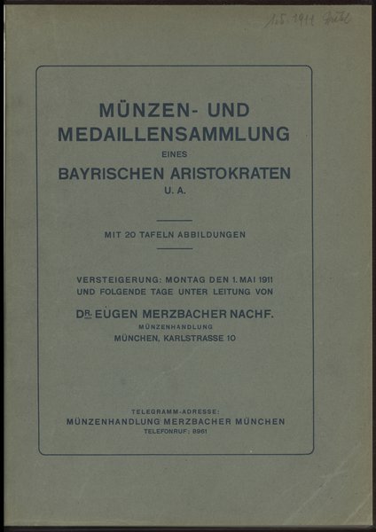 Katalog aukcyjny Dr. Eugen Merzbacher Nachf. „Mü